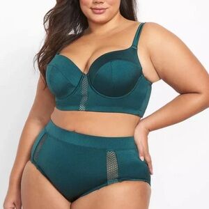 NWT CACIQUE Swim 40DD & 20 BIKINI LANE BRYANT SEA SHIMMER FISHNET TRIM suit